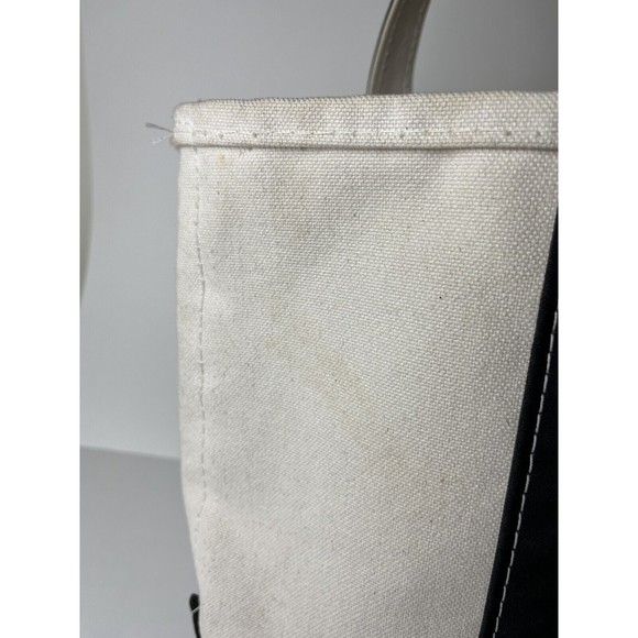 L.L. Bean Boat and Tote Canvas Medium Open Top Tote Bag White and Black Bailey - Picture 5 of 14